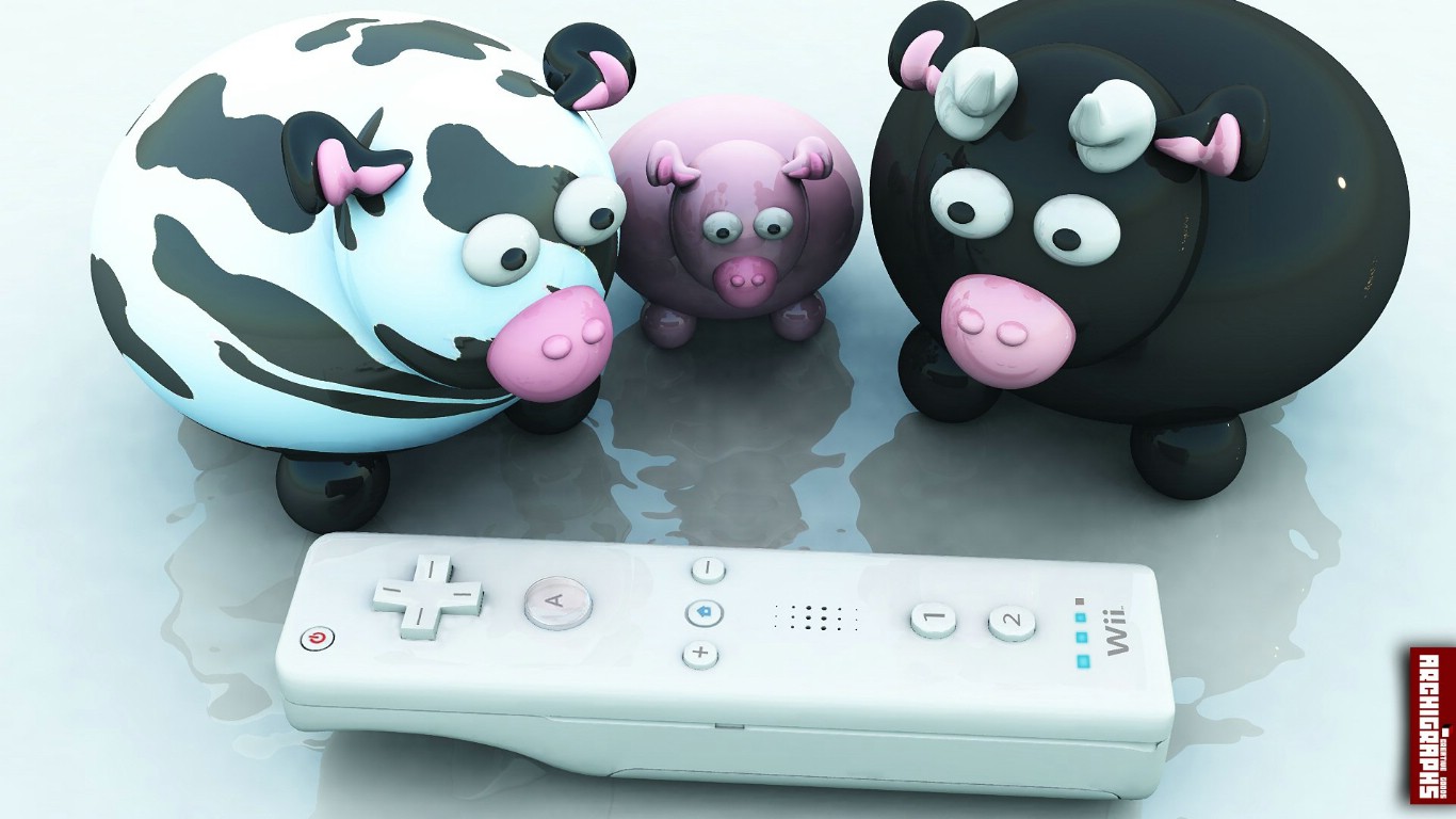 壁纸1366x768 Curious Cow Family for Wii Remote桌面壁纸壁纸 Archigraphs创意3D动物插画设计壁纸壁纸 Archigraphs创意3D动物插画设计壁纸图片 Archigraphs创意3D动物插画设计壁纸素材 插画壁纸 插画图库 插画图片素材桌面壁纸