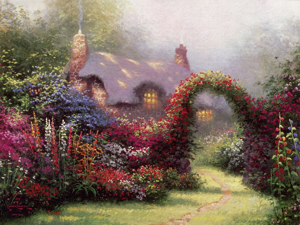 壁纸1024x768 诗意的庭院 田园风景油画壁纸壁纸 Thomas Kinkade 温馨田园风景油画系列(第一辑)壁纸 Thomas Kinkade 温馨田园风景油画系列(第一辑)图片 Thomas Kinkade 温馨田园风景油画系列(第一辑)素材 绘画壁纸 绘画图库 绘画图片素材桌面壁纸