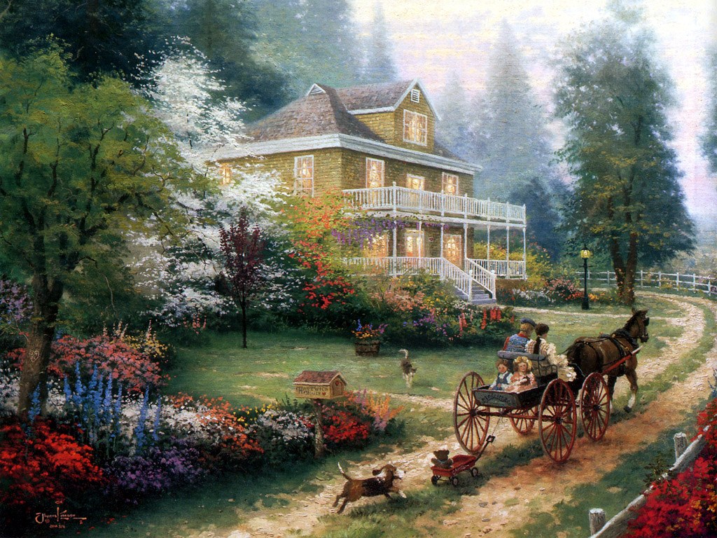 壁纸1024x768 Home Is Where the Heart Is 美国田园风景油画壁纸壁纸 Thomas Kinkade 温馨田园风景油画系列(第一辑)壁纸 Thomas Kinkade 温馨田园风景油画系列(第一辑)图片 Thomas Kinkade 温馨田园风景油画系列(第一辑)素材 绘画壁纸 绘画图库 绘画图片素材桌面壁纸